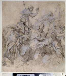 Fresco voorbereidende tekening voor de Santa Maria del Popolo kerk in Rome (gouache en potlood op papier) door Carlo Maratta or Maratti