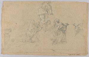 Studie van Drie Figuren door Carlo Maratti