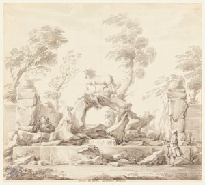 Ontwerp voor een fontein met Pegasus, voor de Villa Albani, Rome