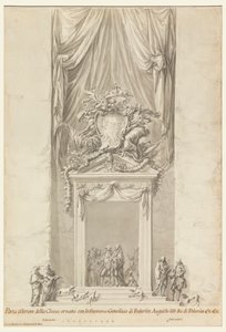 Deur van San Salvatore in Lauro met decoratie voor de begrafenis van koning Frederik August III van Polen, Rome, Italië