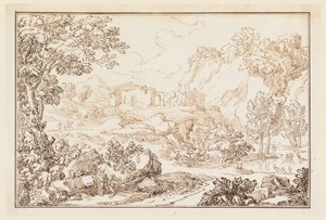 Tekening, Een landschap, 1770-86 door Carlo Marchionni
