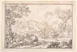 Tekening, Een landschap, 1770-86 door Carlo Marchionni