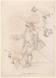 Tekening, karikaturen, ca. 1725-75 door Carlo Marchionni