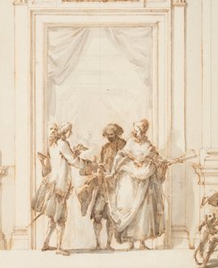 Tekening, Ontwerp voor het Noordportaal, Grote Galerij, Villa Albani, Rome, Italië, 1755-56 door Carlo Marchionni