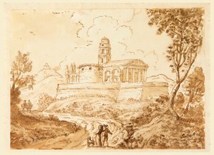 Tekening, Figuren op weg, midden 18e-laat 18e eeuw door Carlo Marchionni
