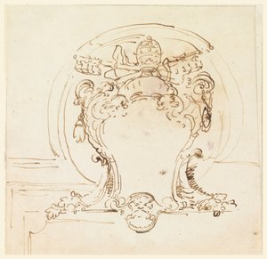 Tekening, Pauselijk wapenschild, 1740-58 door Carlo Marchionni