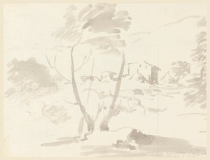 Schets van Bomen in een Landschap door Carlo Marchionni