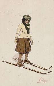 Vrouw aan het skiën door Carlo Pellegrini