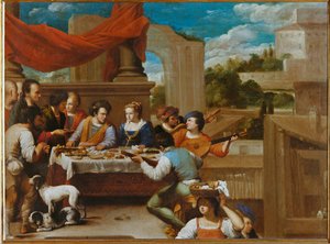 De heilige Lazarus en de rijke man (schilderij op doek) door Carlo Saraceni