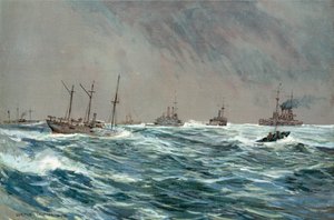 Oorlogsschepen van de Verenigde Staten in stormachtig weer voor de kust van Cuba