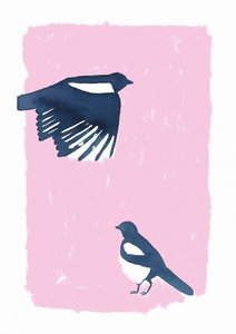 Pink Sky Magpies door Carola Cedell