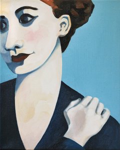 De peinzende blauwe vrouw door Caroline Roberts