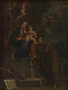 Maria, Jezus en St. Franciscus door Carracci