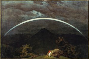 Berglandschap met regenboog