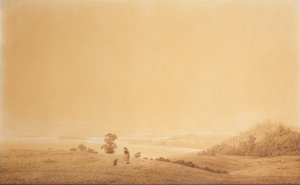 Duits: Die Ostküste der Insel Rügen mit Schäfer Oostkust van het eiland Rügen met herder door Caspar David Friedrich