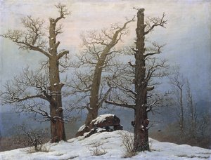 Duits: Hünengrab im Schnee Steenhoop in de sneeuw door Caspar David Friedrich