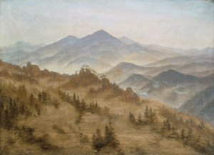 Landschap met de Rosenberg in de Boheemse bergen door Caspar David Friedrich