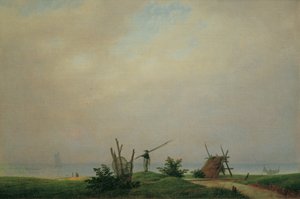 Zeestrand met vissers door Caspar David Friedrich