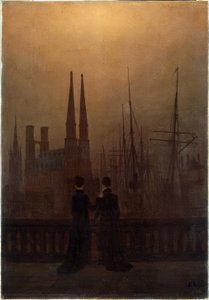Nachtelijke haven door Caspar David Friedrich