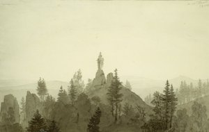 Beeld van de Madonna in de bergen door Caspar David Friedrich