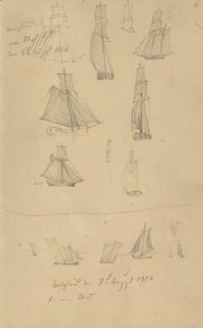 Studies van zeilschepen door Caspar David Friedrich