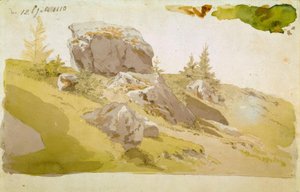 Weidelandschap met rotsen in het Reuzengebergte door Caspar David Friedrich