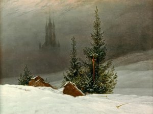 Winterlandschap met Kerk door Caspar David Friedrich