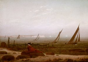 Vrouw op het strand van Rügen door Caspar David Friedrich