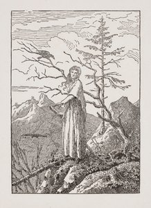 Vrouw met Raaf bij de Afgrond door Caspar David Friedrich