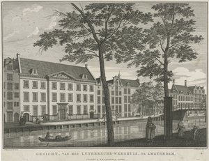 Gezicht op het Lutherse Weeshuis te Amsterdam door Caspar Jacobsz. Philips
