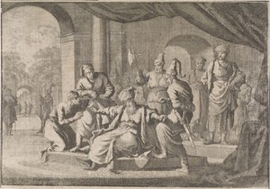 Mustafa, de neef van sultan Murat IV, wordt op zijn bevel gewurgd, 1639 door Caspar Luyken (attributed to)