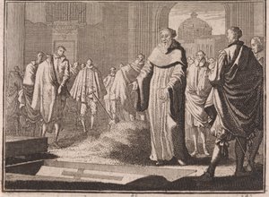 Sint-Bernardus aanschouwt een geopend graf door Caspar Luyken