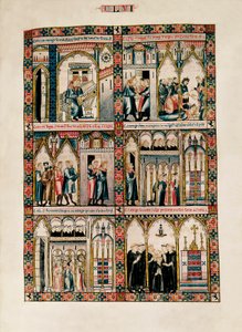 Miniaturen gewijd aan de Heilige Maria en haar wonderen, uit Las Cantigas de Santa María (Liederen van de Heilige Maria), Fol. 156 door Catalan School