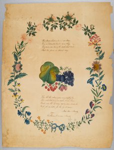 Zonder Titel (gedicht en decoratieve krans) door Catherine Emma Manley