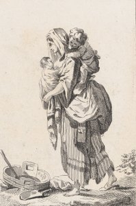 Boerin met twee kinderen, ca. 1758