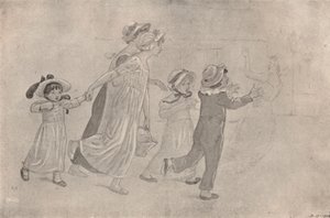 Aquarel voor Kleur Houtsnede, 1880-1890, 1923 door Catherine Greenaway