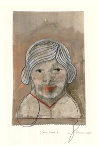 Doekhoofd, 2017 (digitale archiefprint met inkleuring met de hand) door Cathie Pilkington