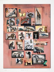 Origami A-Z, 2015 (litho met handkleuring) door Cathie Pilkington