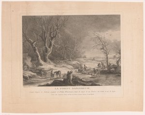 Winters landschap met aangevallen figuren door Cathérine Elise Cousinet