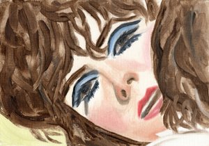Mirte (blauwe oogschaduw), 2024 (olieverf op papier)