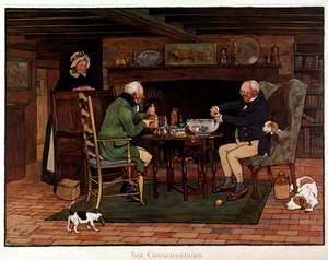Kenners Twee Engelsen bereiden punch. Aquarel door Cecil Aldin