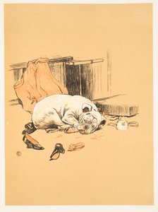 Teleurstelling bij het niet vinden van de Chocolade, uit A Gay Dog, Story of a Foolish Year Aldin, Cecil Charles Windsor (1870-1935), uitgegeven door William Heineman, 1905. 1e Editie, Illustratie