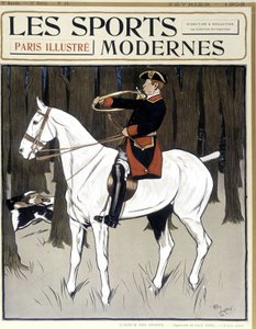 Jacht (een man te paard die honden aanmoedigt) Omslag Modern Sports 02/1906 door Cecil Charles Windsor Aldin