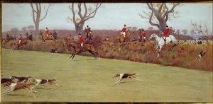Jachtscène, de bemanning Blackmoor door Cecil Charles Windsor Aldin