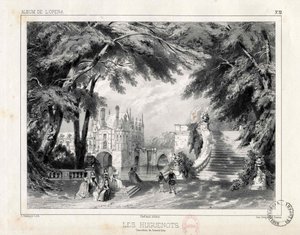 Het kasteel en de tuinen bij het Château de Chenonceaux, 1836
