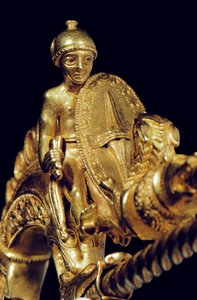 Zeer belangrijke La Tene krijgerfibula (detail) door Celtic