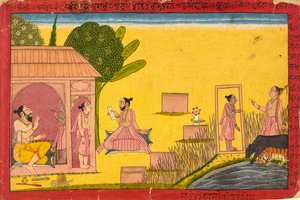 Lakshmana bij de hermitage, folio uit een Ramayana, ca. 1690-1710 door Central Indian School