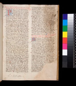 Ms 148. Gregorius de Grote, Dialogi in Italiaanse vertaling door Domenico Cavalca, f.1r Versierde letters [P] en [D] in rood met penwerkdecoratie in blauw door Central Italian School