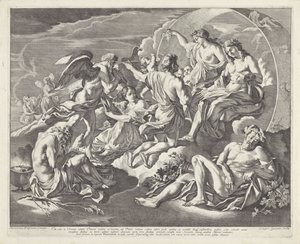 Phaëthon vraagt of hij in de wagen van Apollo mag rijden door Cesare Fantetti