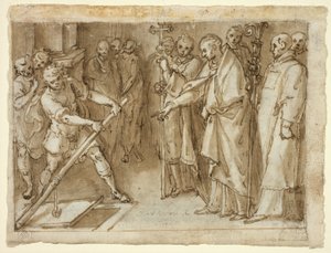 Sint Carolus Borromeus houdt toezicht op de opening van een crypte